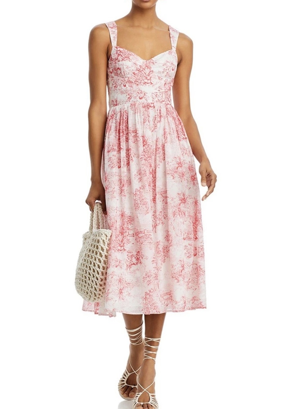 Aqua Pink Toile-Print Midi Dress - 80% OFF MSRP!!!